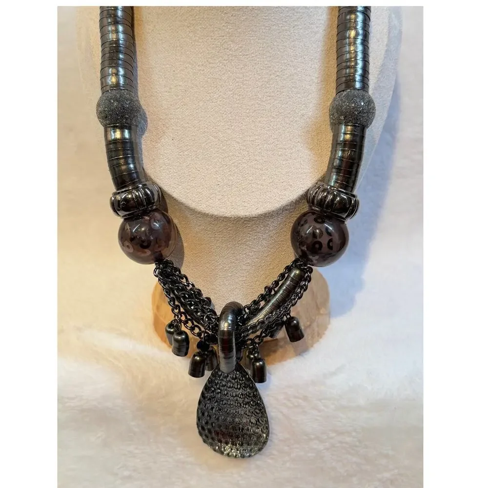 Vintage Gunmetal Industrial Statement Necklace - Chunky | Punk